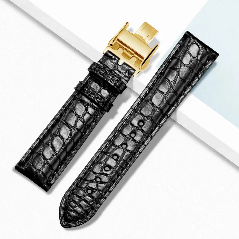 WATCHESMATE Leather Watch Straps Suitable for Longines Watches - Black