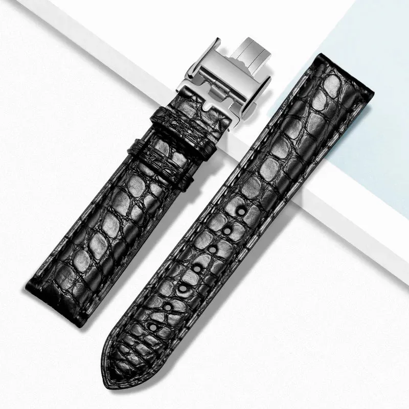 WATCHESMATE Leather Watch Straps Suitable for Longines Watches - Black