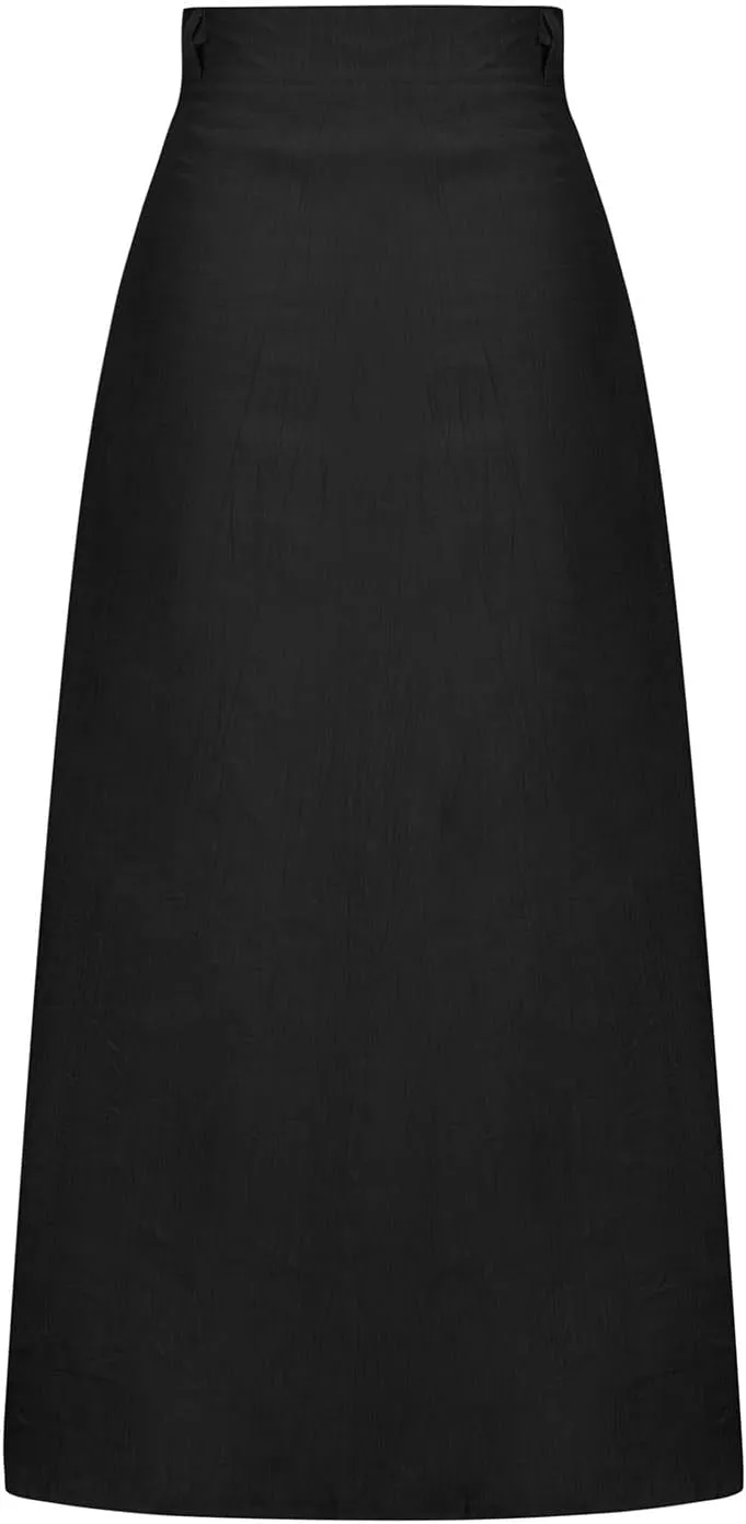 Women Casual Beach Skirts Front Button Flowy Boho Summer Skirt Lightweight High Waist A Line Maxi Skirt Half Dress