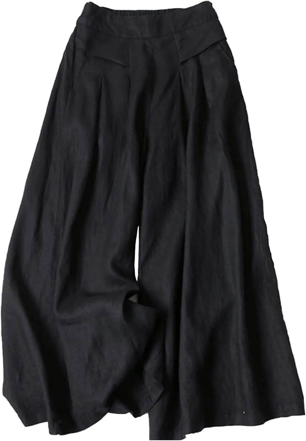 Women Cotton Linen Trousers Casual Solid Color High Waist Wide Leg Loose Palazzo Pants with Pockets