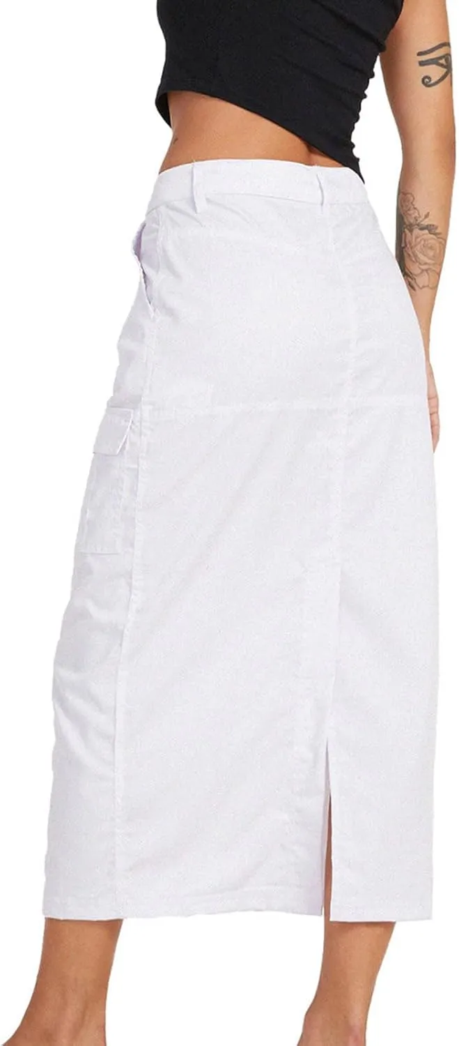 Women Denim Skirts Casual High Waist Midi Bodycon Skirt Fashion Jean Skirts Solid Trendy Half Dress Side Pockets