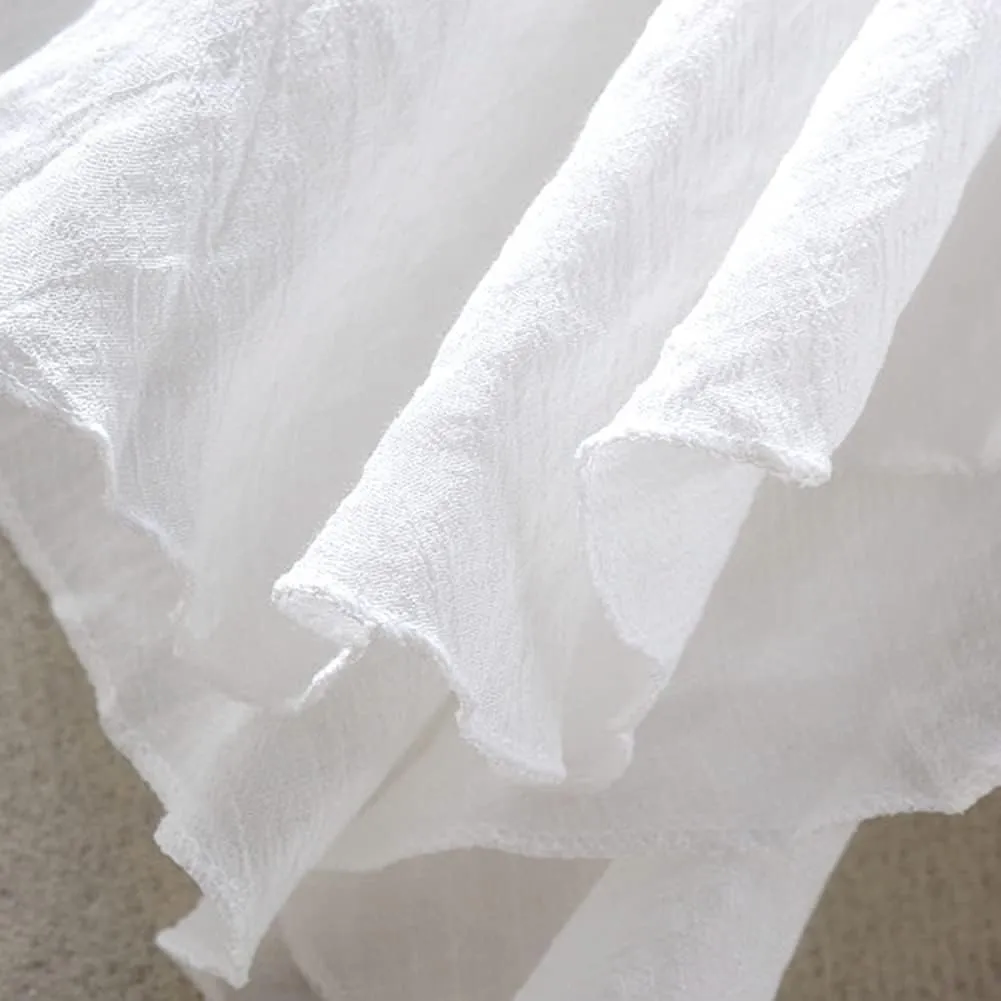 Women Flowing Pleated Asymmetrical Midi Skirt Loose Casual High Waist A-Line Summer Skirt