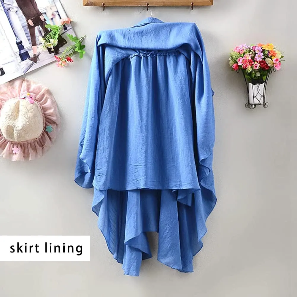 Women Flowing Pleated Asymmetrical Midi Skirt Loose Casual High Waist A-Line Summer Skirt