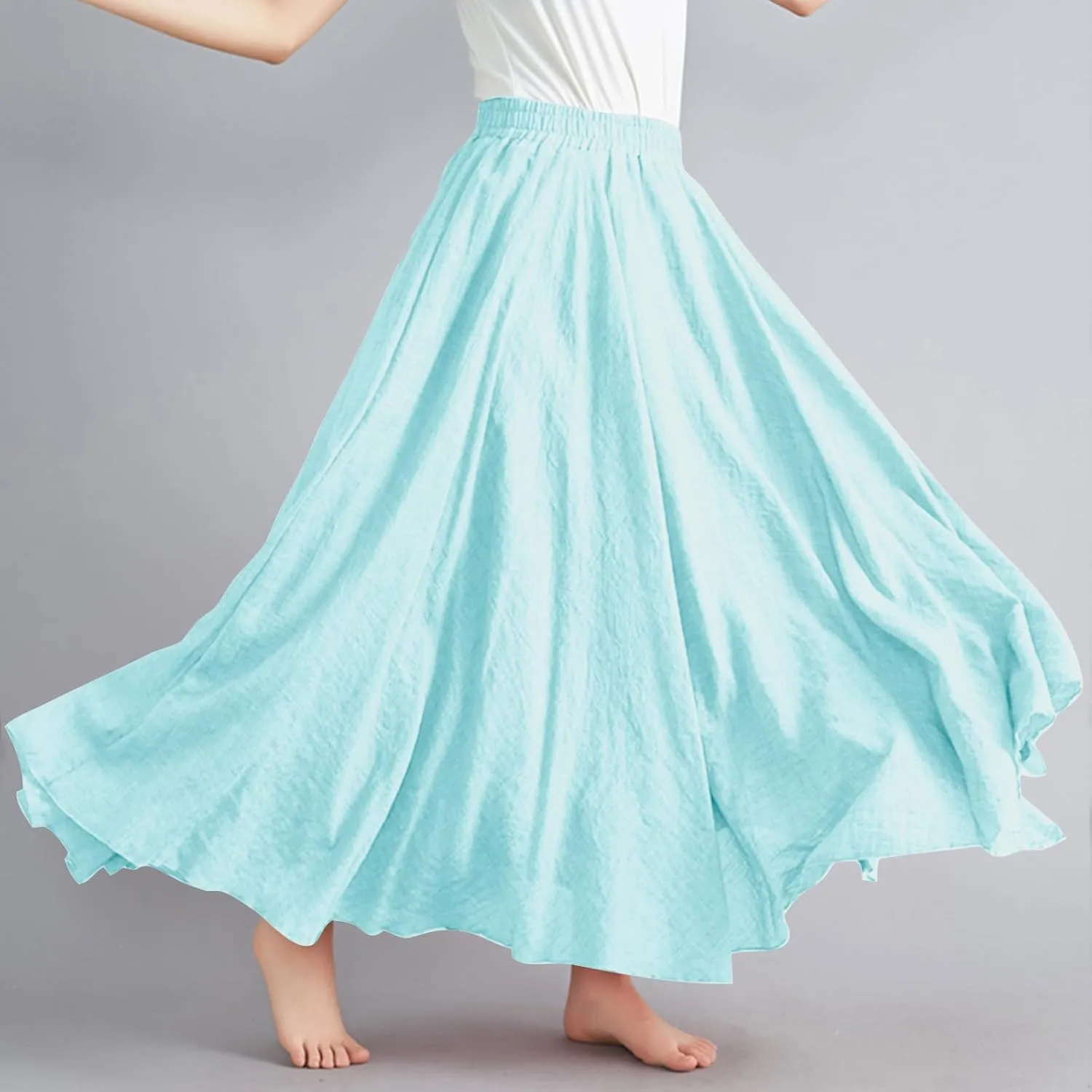 Women Lightweight Boho Maxi Skirts Flowy Beach Long Skirt Elastic Waist Pleated Swing Bohemian Skirts 2025 New