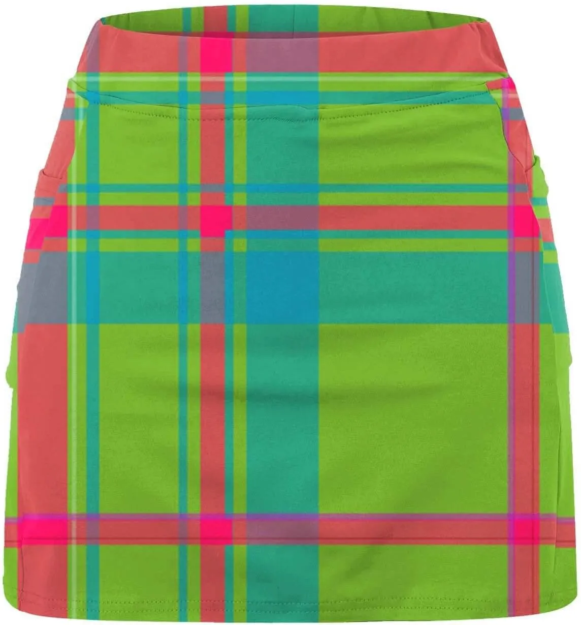 Women Mini Skirts Plaid Printed Athletic Golf Tennis Skorts Plus Size Stretch Mid Waist Workout Running Short Culottes Shorts