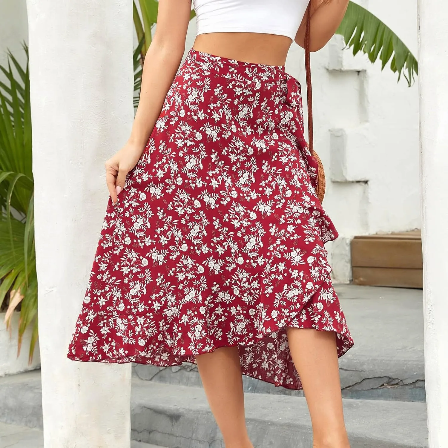 Women Pleated Maxi Skirt with Pockets Ankle Length Skirts Flowy Midi Skirt A Line Swing Skirt High Waisted Long Skirt