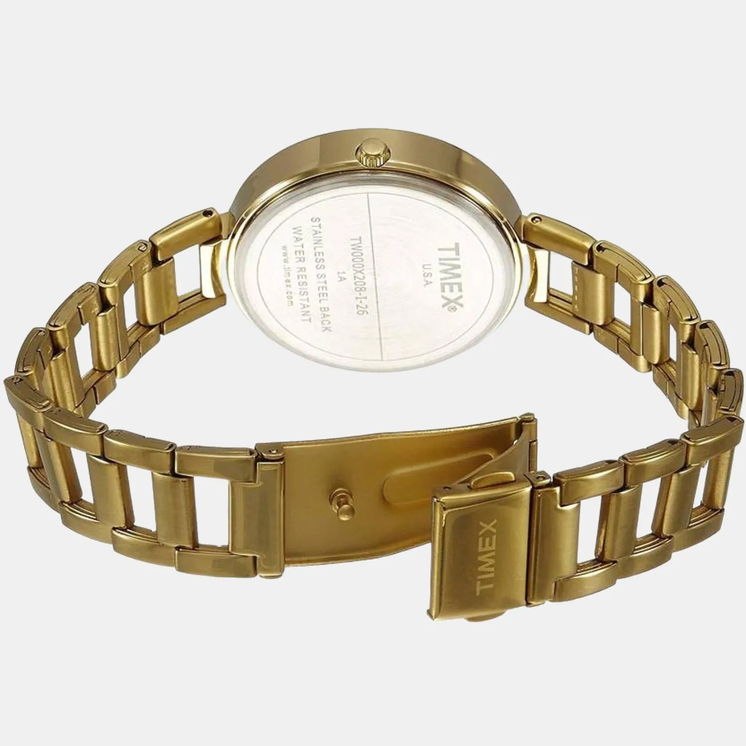Women Quartz Champagne Dial Multi-Function Stainless Steel Watch TW000X208