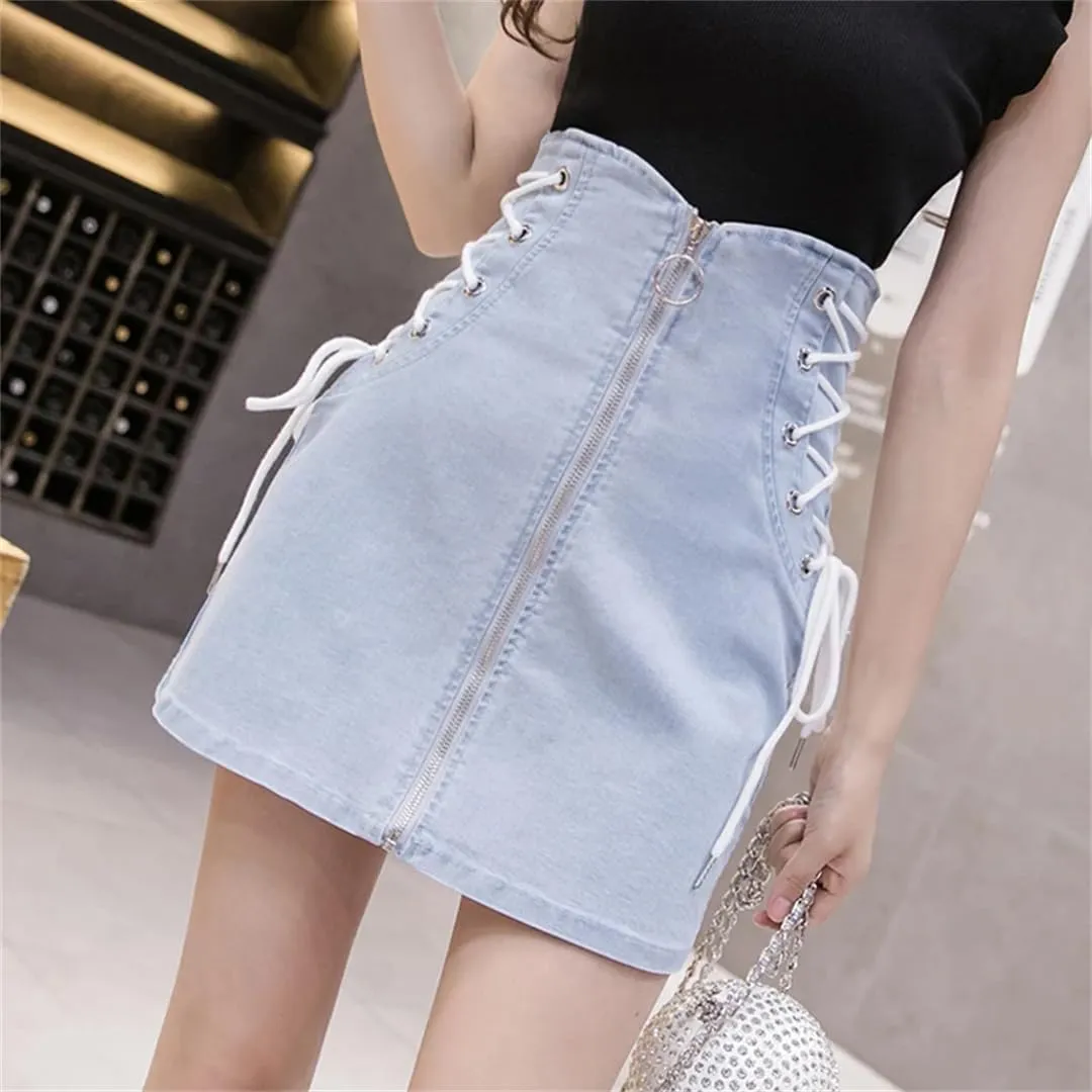 Women Summer Fashion High Waisted Mini Skirt Casual Sexy Black Denim Skirts