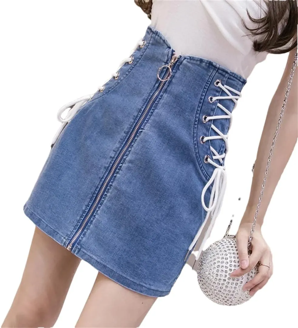 Women Summer Fashion High Waisted Mini Skirt Casual Sexy Black Denim Skirts