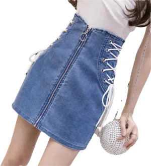 Women Summer Fashion High Waisted Mini Skirt Casual Sexy Black Denim Skirts
