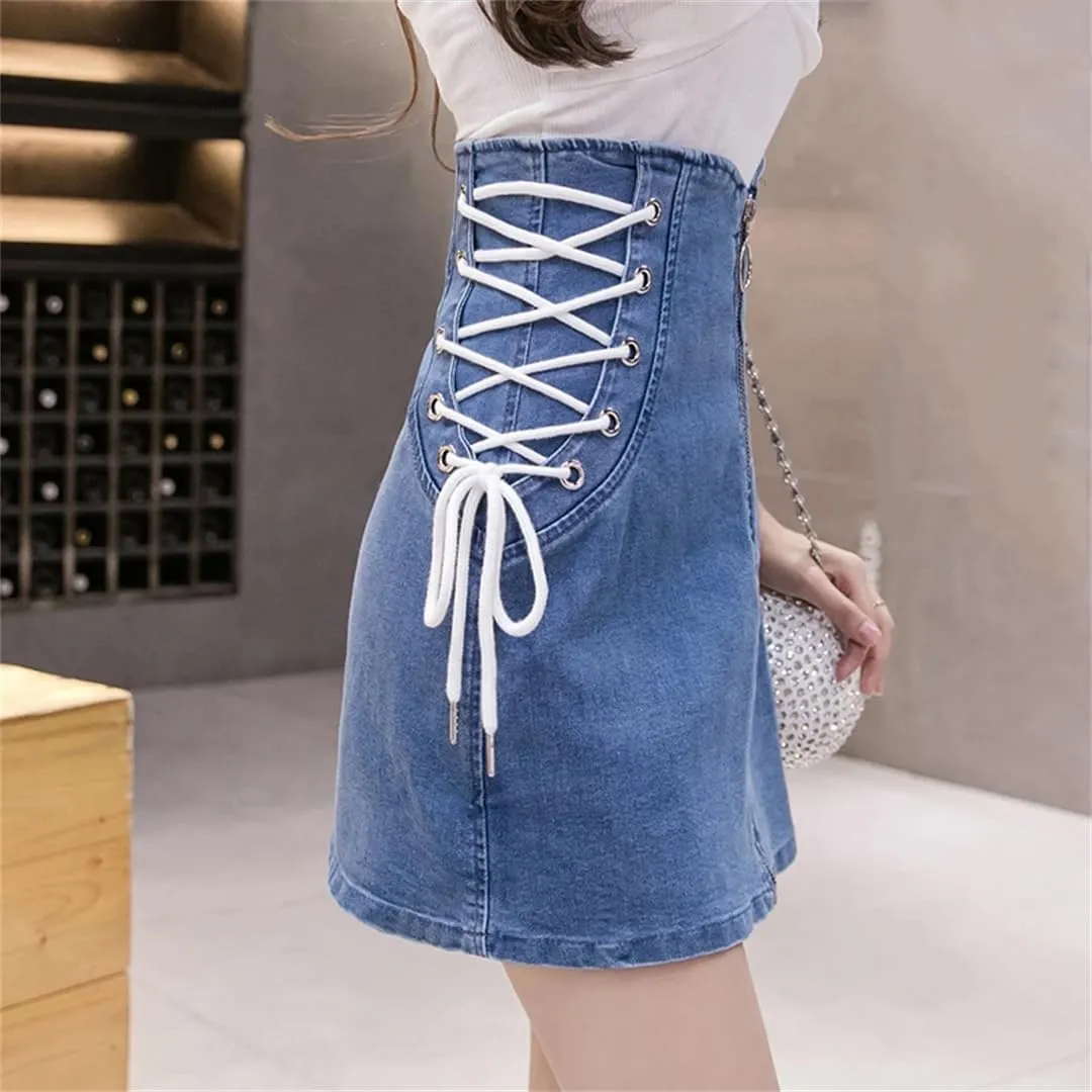 Women Summer Fashion High Waisted Mini Skirt Casual Sexy Black Denim Skirts
