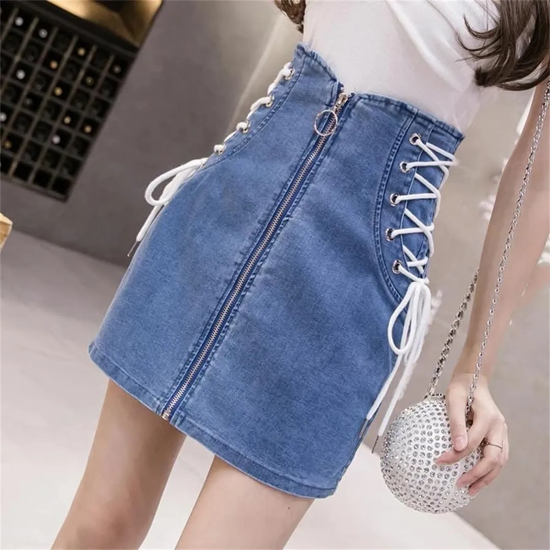 Women Summer Fashion High Waisted Mini Skirt Casual Sexy Black Denim Skirts