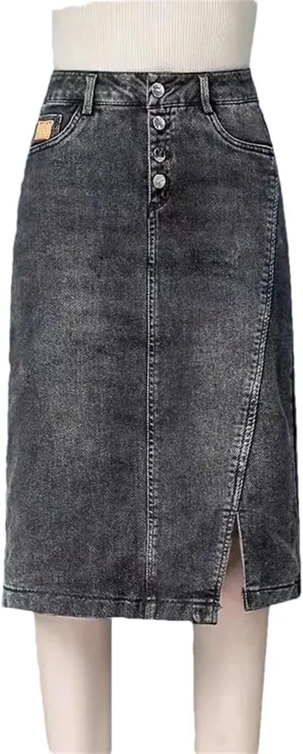 Women Summer Solid High-Waisted A-Line Loose Mini Denim Skirts