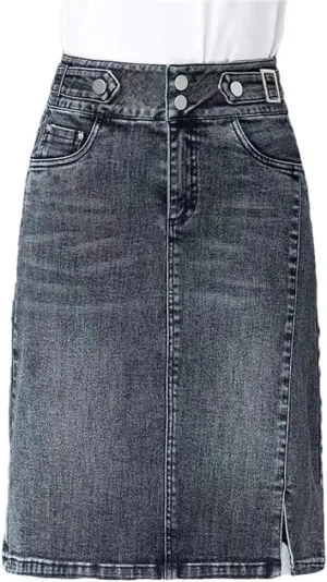 Women Summer Solid High-Waisted A-Line Loose Mini Denim Skirts