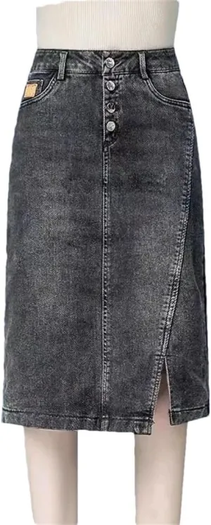 Women Summer Solid High-Waisted A-Line Loose Mini Denim Skirts