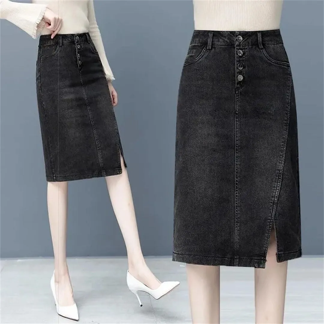 Women Summer Solid High-Waisted A-Line Loose Mini Denim Skirts