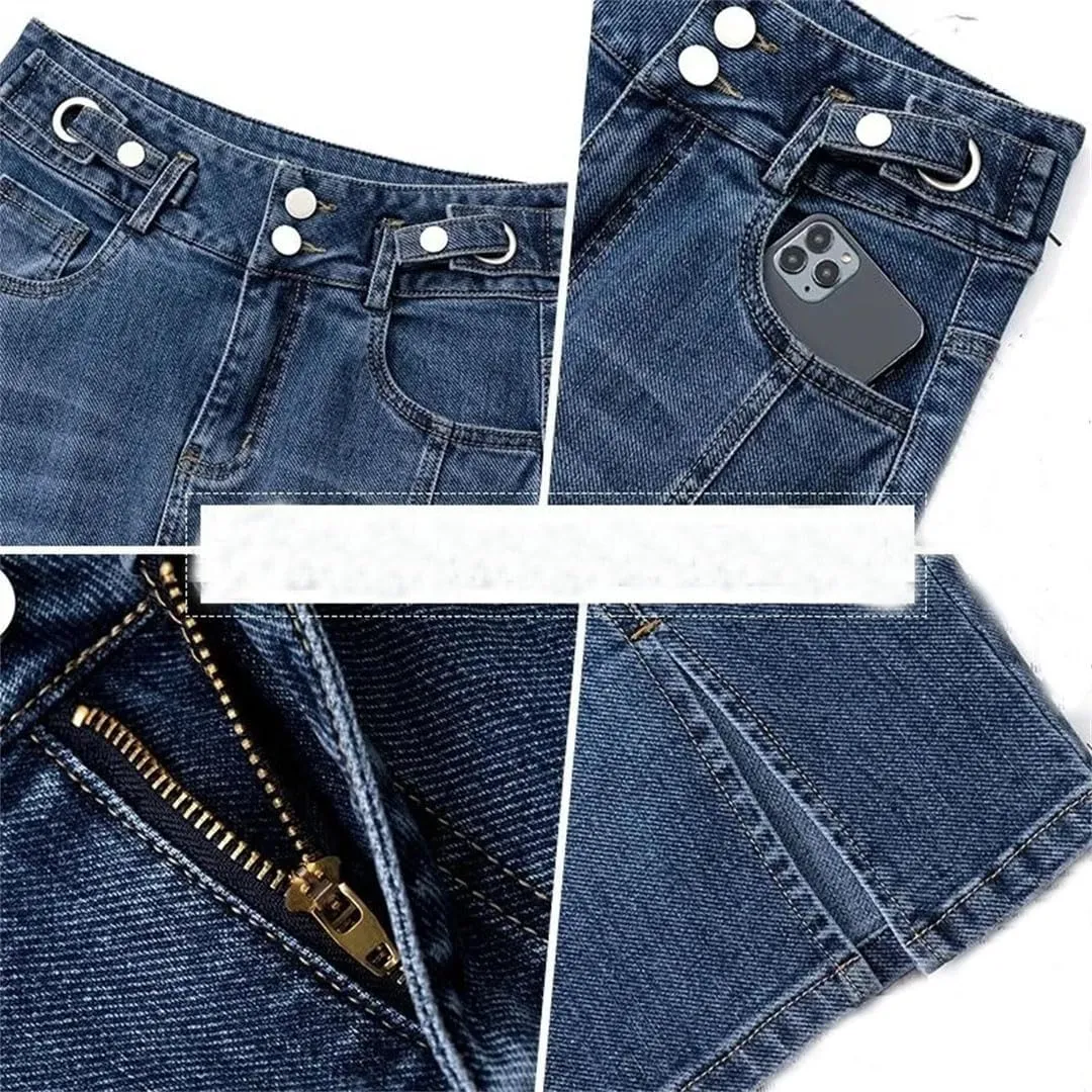 Women Summer Solid High-Waisted A-Line Loose Mini Denim Skirts