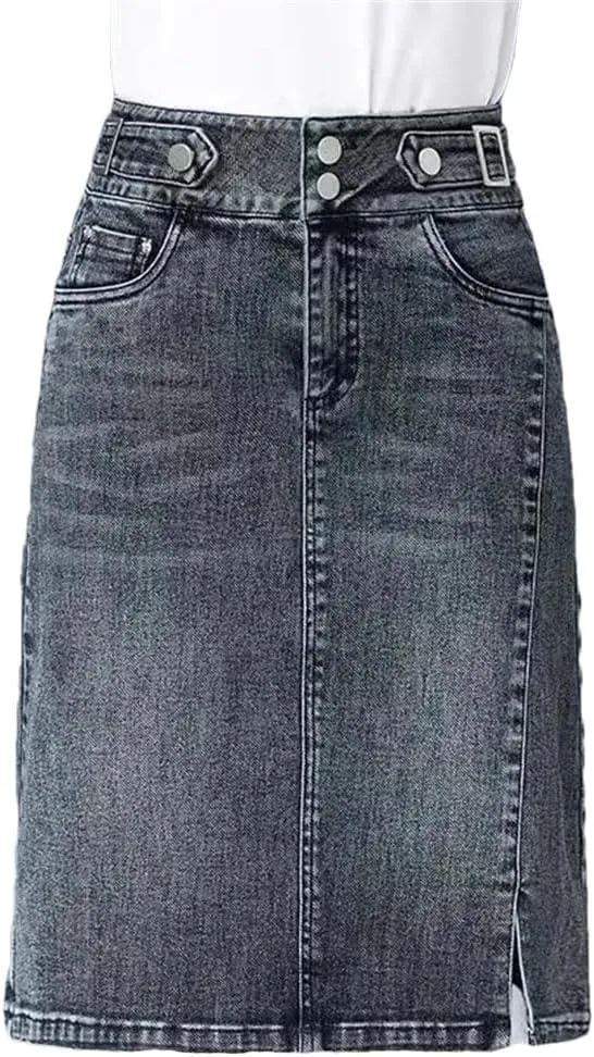 Women Summer Solid High-Waisted A-Line Loose Mini Denim Skirts