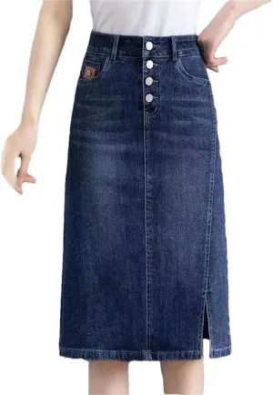 Women Summer Solid High-Waisted A-Line Loose Mini Denim Skirts