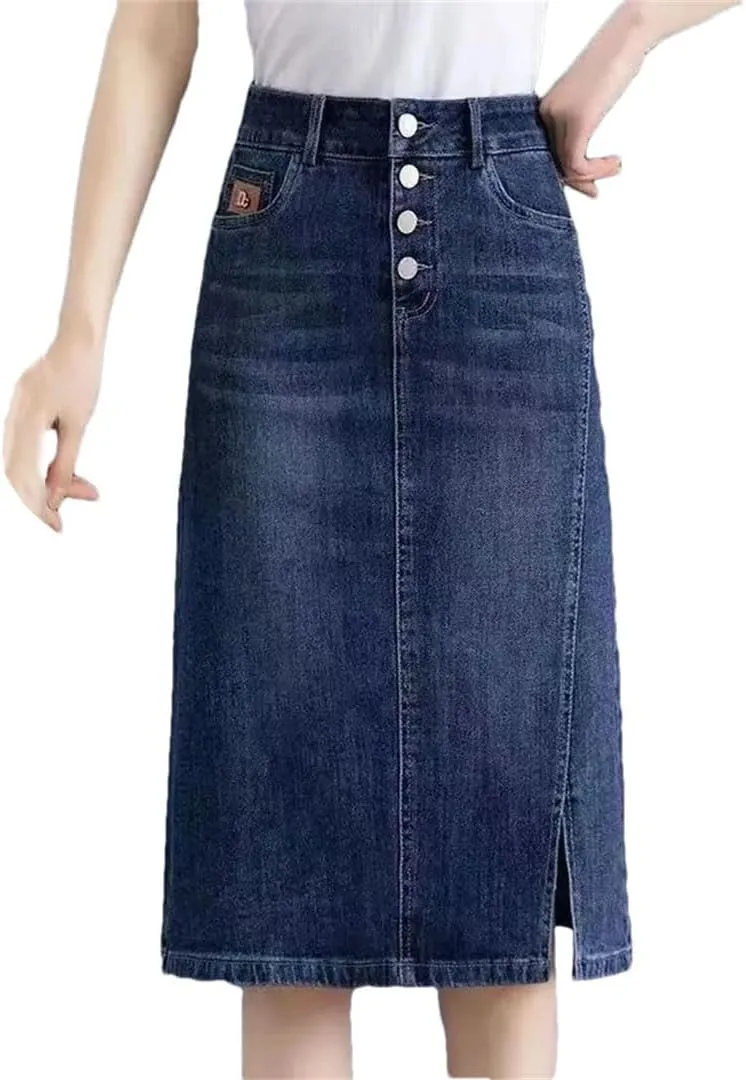 Women Summer Solid High-Waisted A-Line Loose Mini Denim Skirts