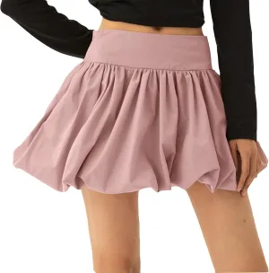 Women Y2K Bubble Skirt High Waist Ruffle Hem A Line Pleated Mini Short Dress Teen Girls Puffy Short Skirts Streetwear