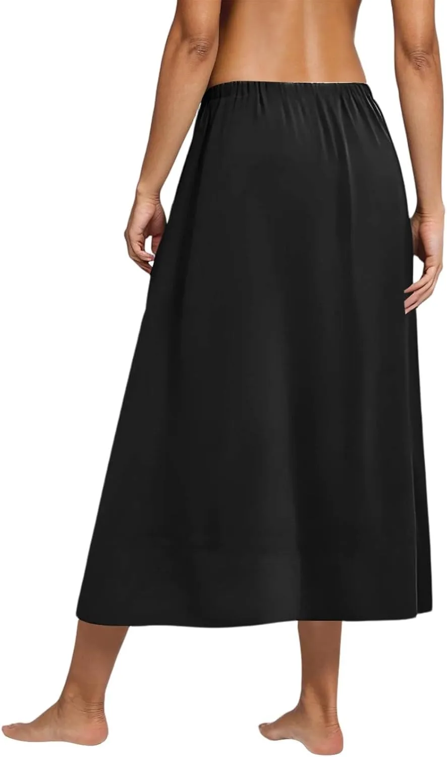 Women's 2025 Spring Summer Stretch Waist Casual Flowy Swing Smocked A Line Beach Long Skirts, S-2XL