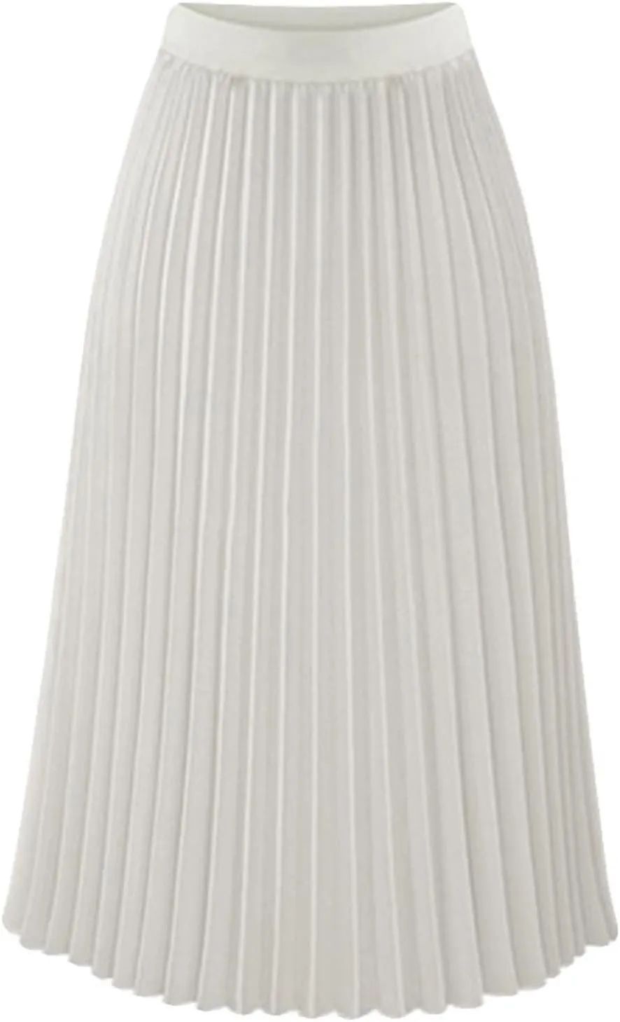 Women's Beach Vacation Clothes Summer Casual Loose Trendy Elastic High Waist Solid Color Pleated Midi Skirts, S-XL