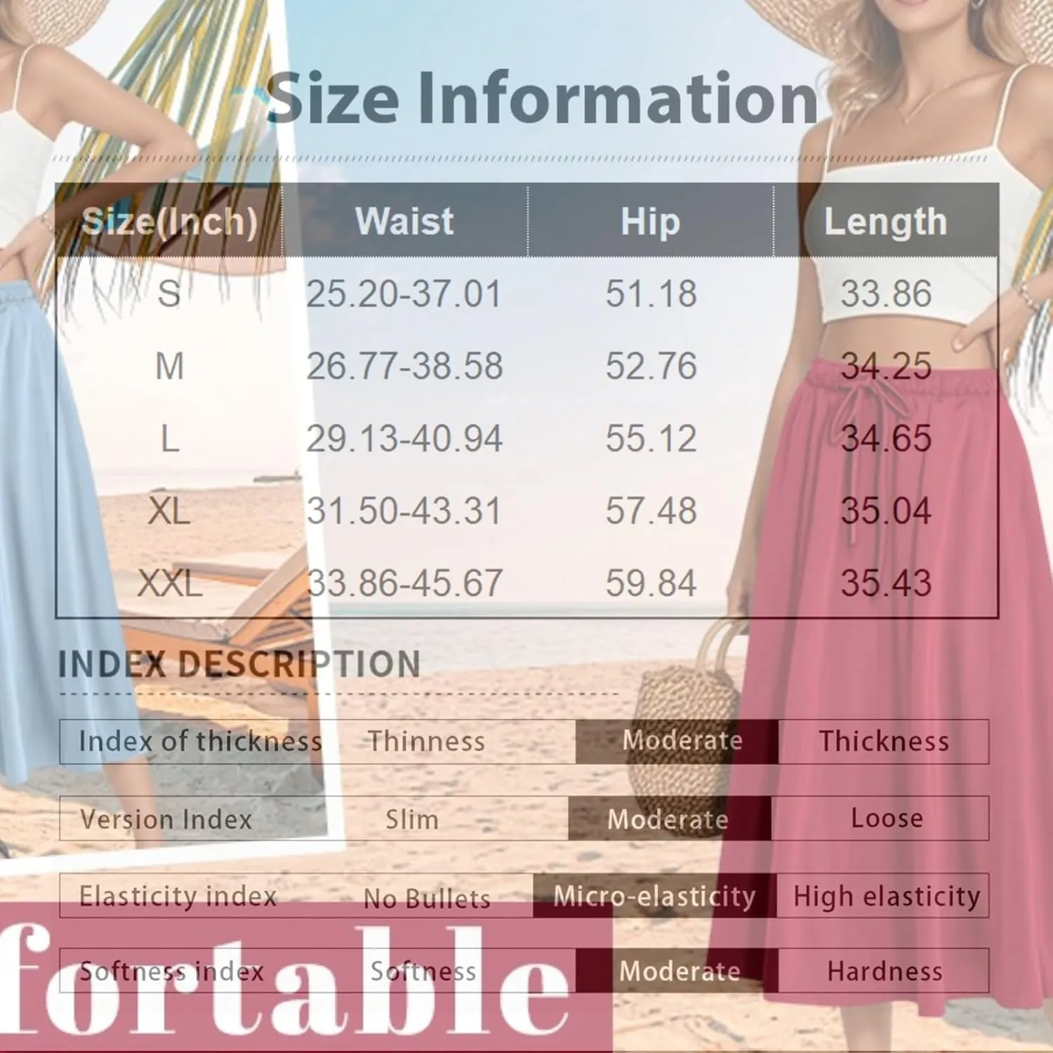 Women's Boho Beach Skirts 2025 Summer Ruffle High Waisted A Line Midi Skirt Flowy Beach Vacation Outfits with Pockets