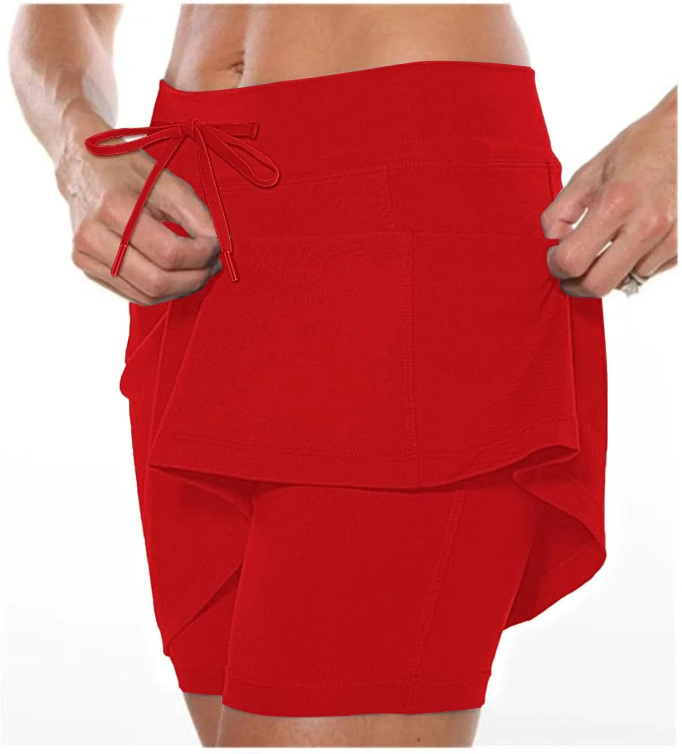 Women's Boho Skirts 2025 Summer Athletic Loose Trendy Drawstring Solid Color Yoga Fitness Tennis Skirt, S-5XL