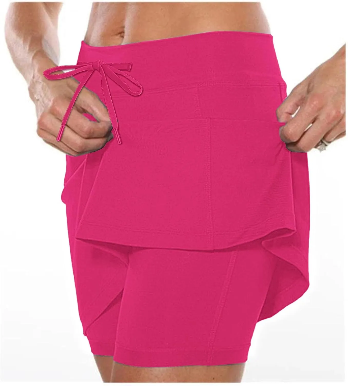 Women's Boho Skirts 2025 Summer Athletic Loose Trendy Drawstring Solid Color Yoga Fitness Tennis Skirt, S-5XL