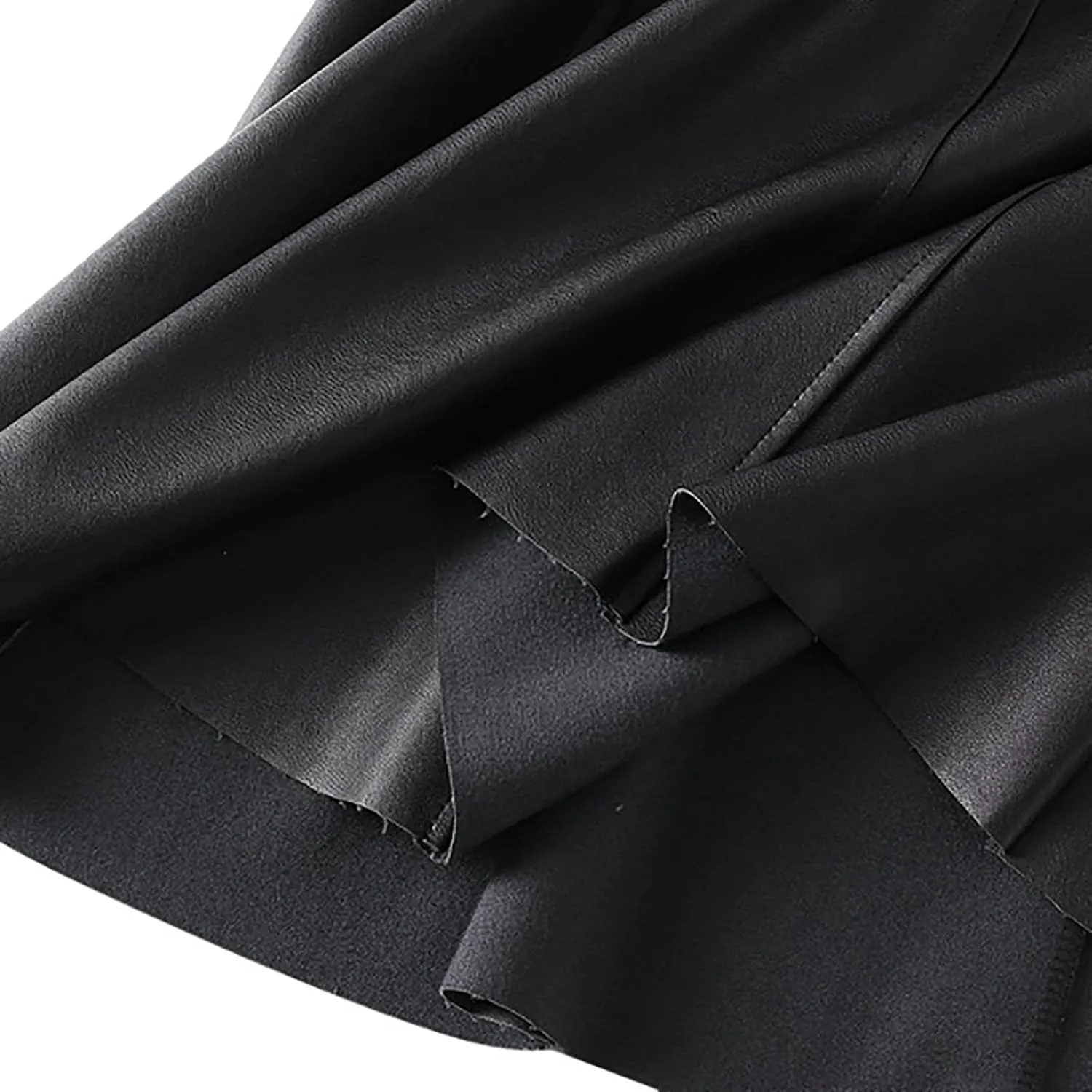 Women's Casual A-Line Flare Pleated Faux Leather Skater Skirts 50s Vintage Skirt Knee Length Ruched Flowy Midi Skirt