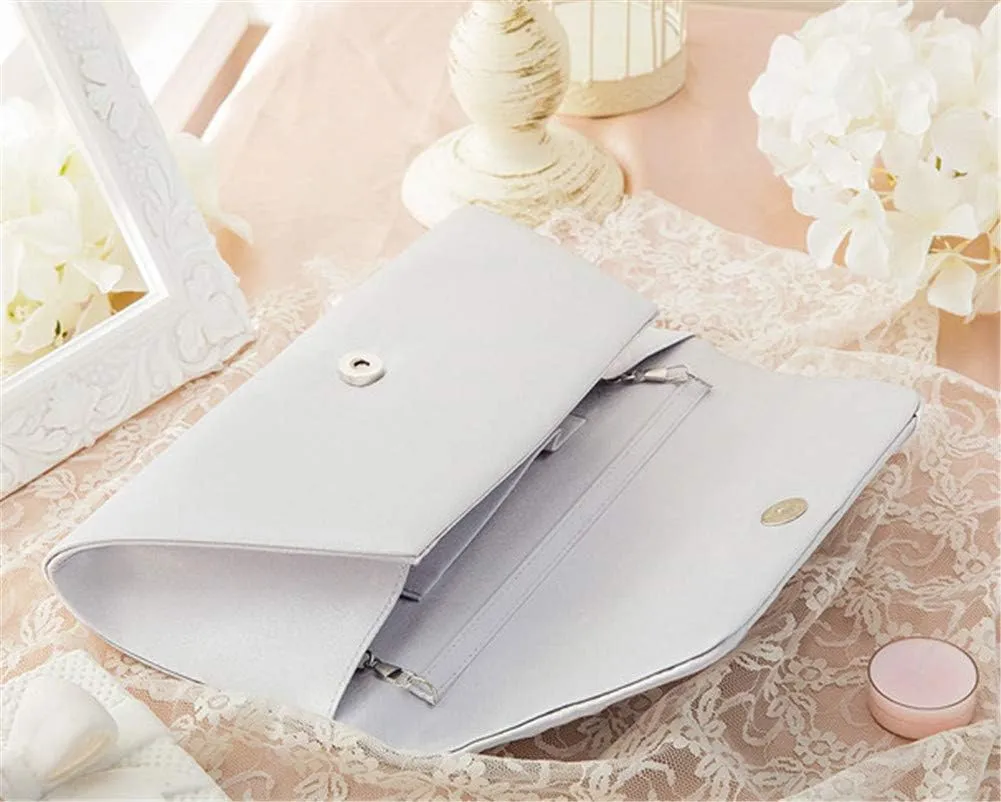 Womens Elegant Pleated Bowknot Handbag Clutch Party Evening Shoulder Bag