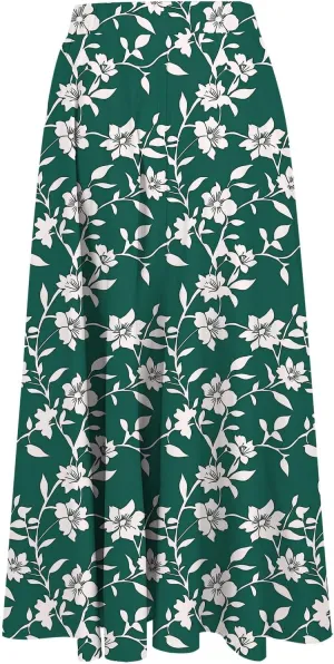 Women's Floral Print Maxi Skirts Flowy Swing A-Line Pleated Long Skirt Summer Fashion Boho Beach Vacation Outfit 2025