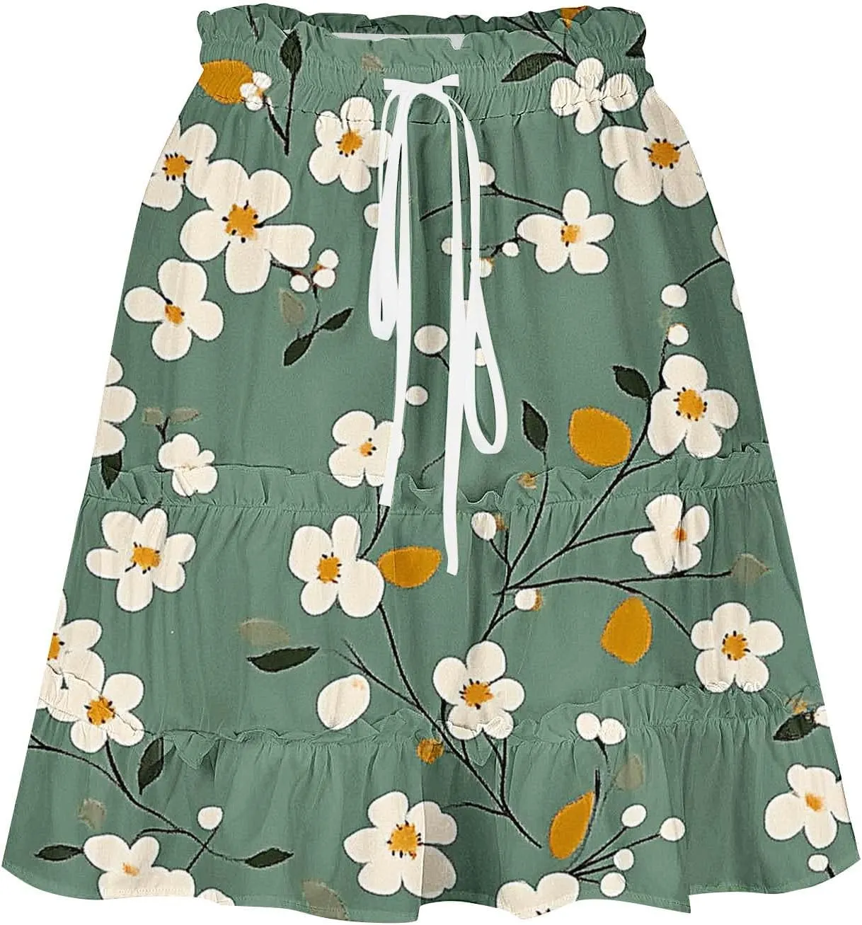 Women's Floral Summer Skirts High Waisted Casual Mini Skirts A Line Boho Beach Skirts Short Tiered Skirt for Vacation