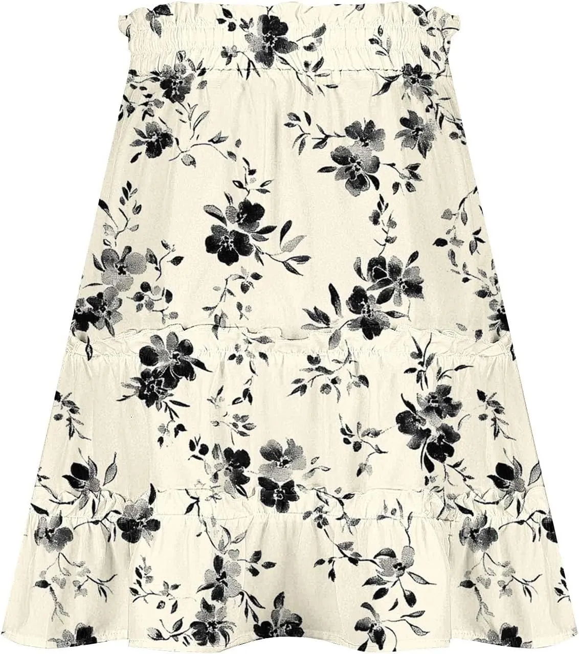 Women's Floral Summer Skirts High Waisted Casual Mini Skirts A Line Boho Beach Skirts Short Tiered Skirt for Vacation