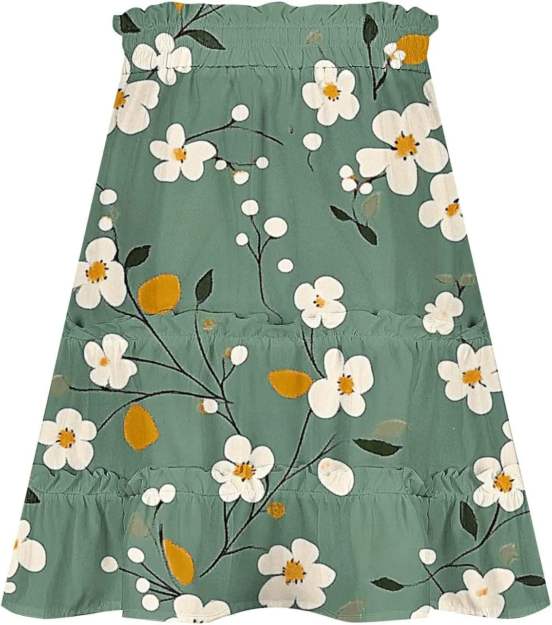 Women's Floral Summer Skirts High Waisted Casual Mini Skirts A Line Boho Beach Skirts Short Tiered Skirt for Vacation