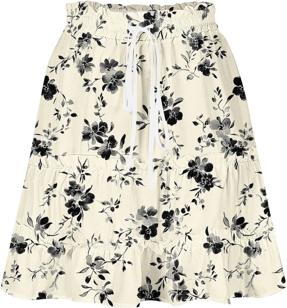 Women's Floral Summer Skirts High Waisted Casual Mini Skirts A Line Boho Beach Skirts Short Tiered Skirt for Vacation