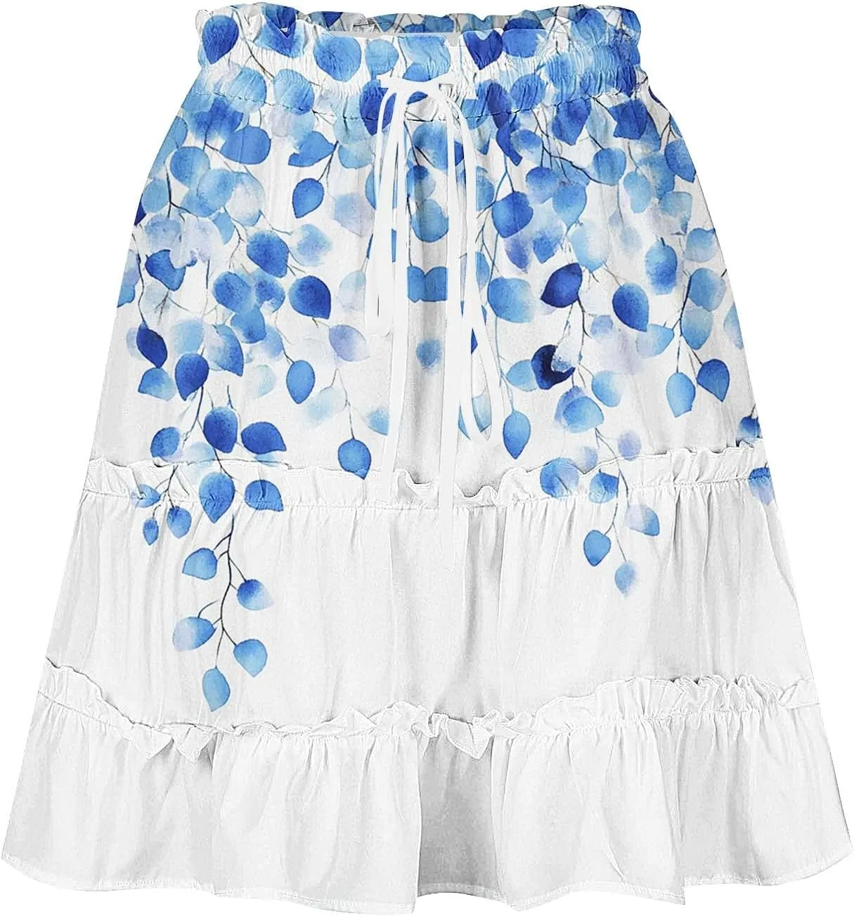 Women's Floral Summer Skirts High Waisted Casual Mini Skirts A Line Boho Beach Skirts Short Tiered Skirt for Vacation
