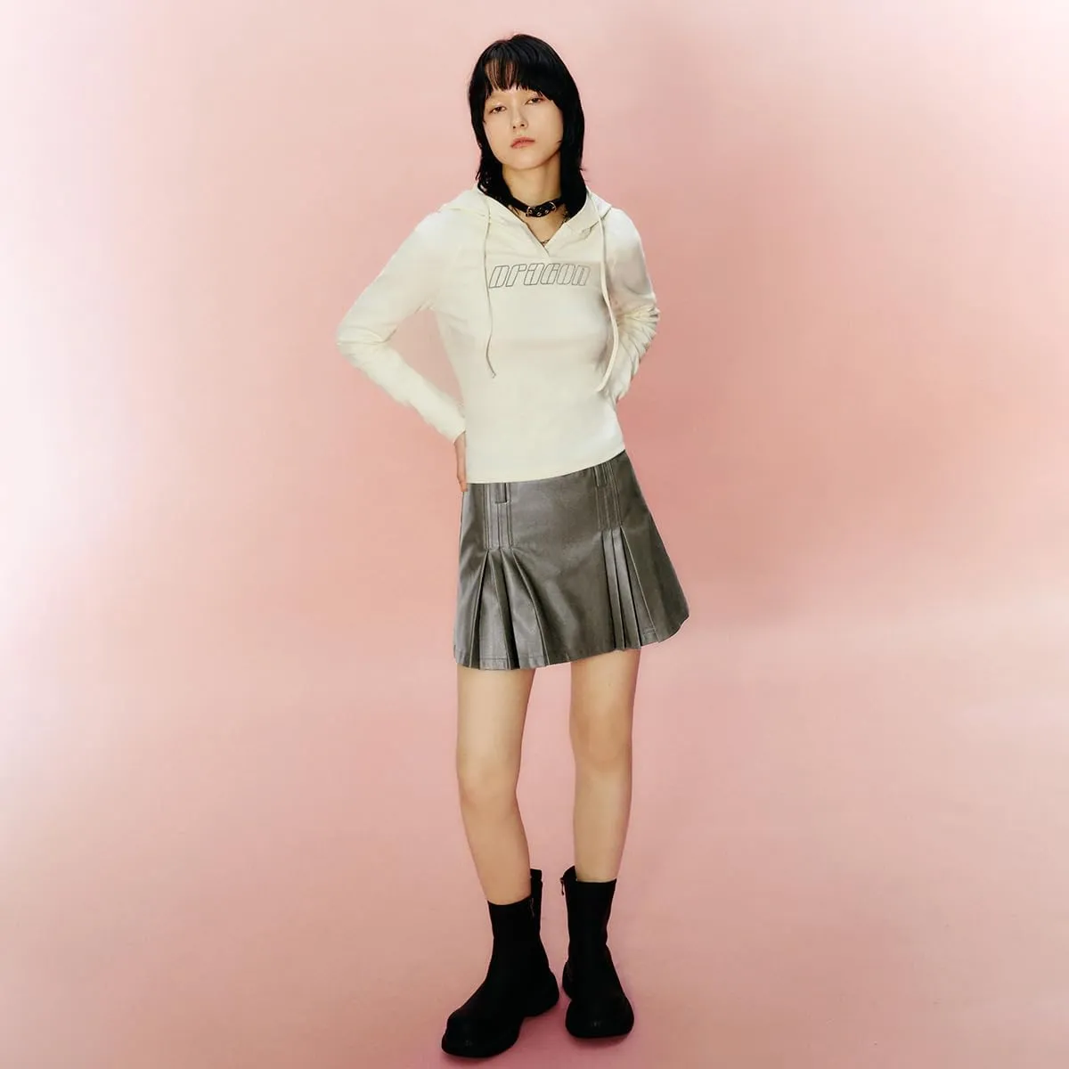 Womens Girl High Waisted Pleated Leather Skirt A-Line Skater Skirts 2025