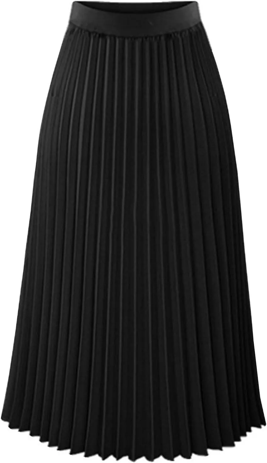 Women's High-Rise Pleated Skirt Chiffon Flowy Maxi Skirt Flared Swing Tiered Skirts A-Line Summer Casual Long Skirt