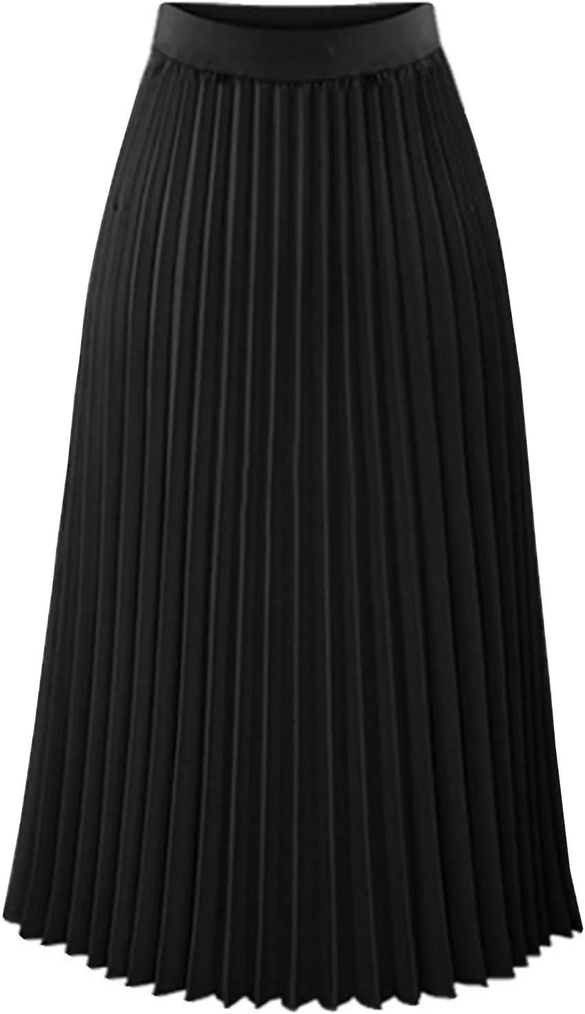 Women's High-Rise Pleated Skirt Chiffon Flowy Maxi Skirt Flared Swing Tiered Skirts A-Line Summer Casual Long Skirt