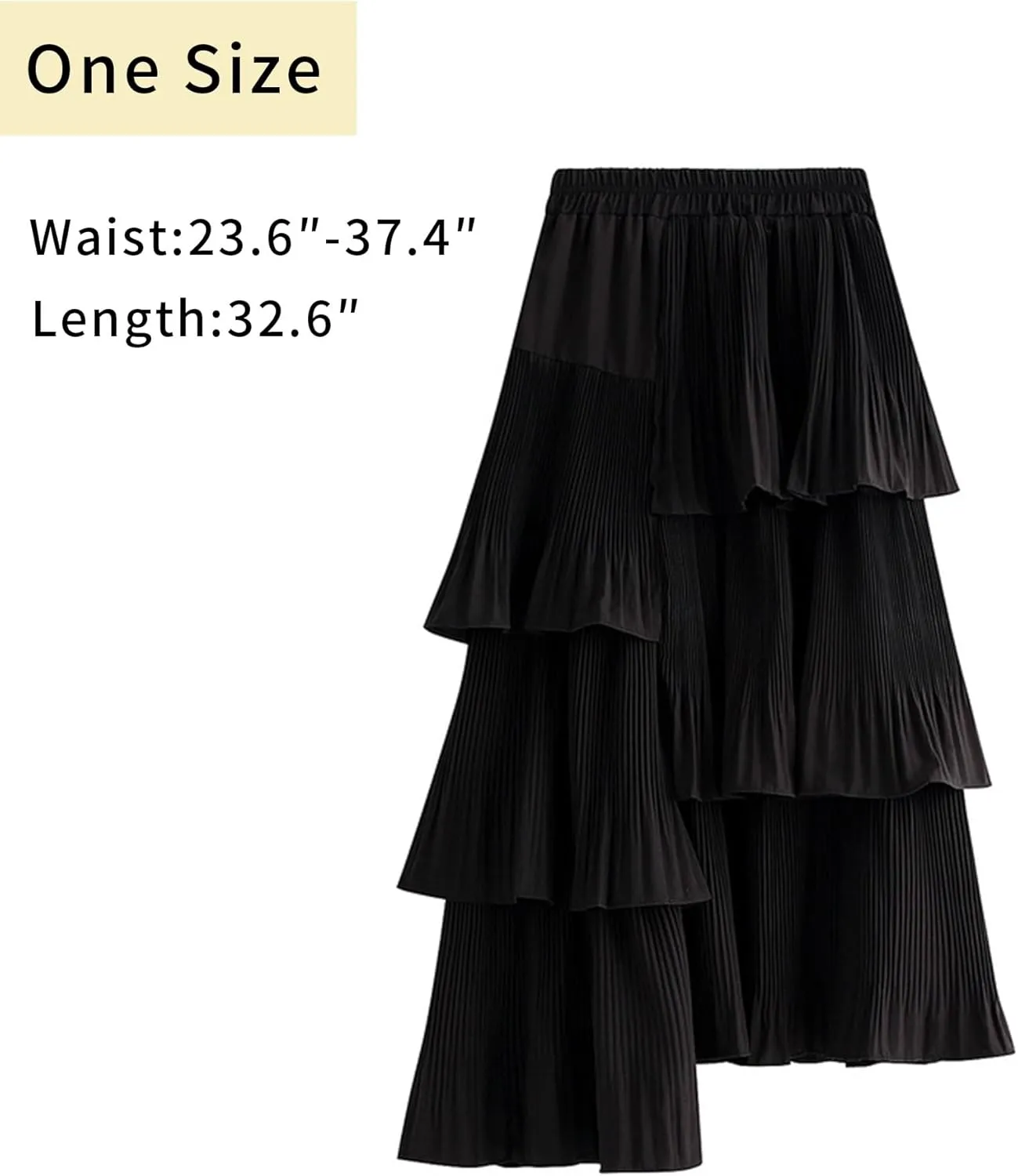 Womens High Waisted A Line Skirt Casual Ruffle Asymmetrical Hem Pleated Layered Skirts