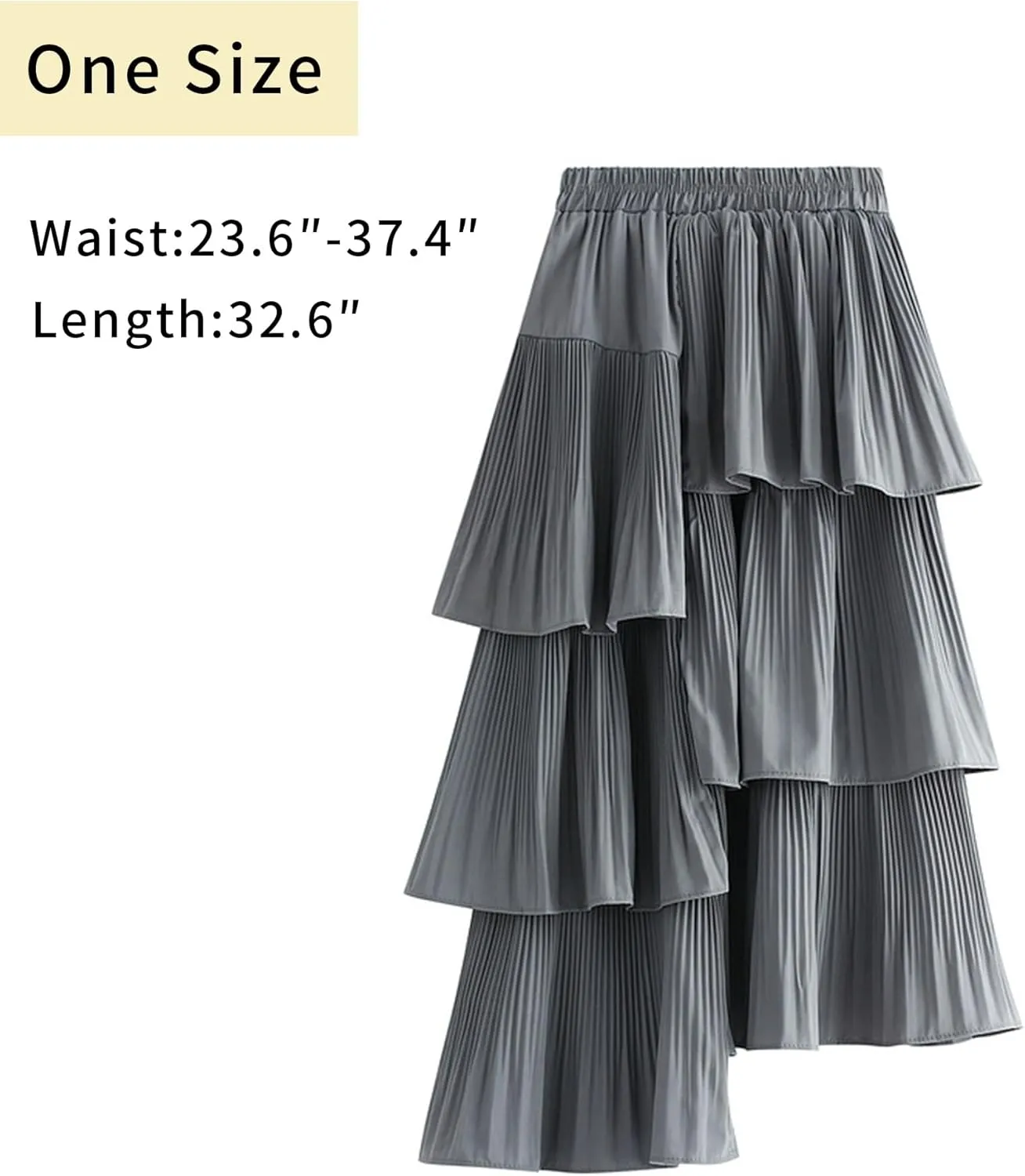 Womens High Waisted A Line Skirt Casual Ruffle Asymmetrical Hem Pleated Layered Skirts