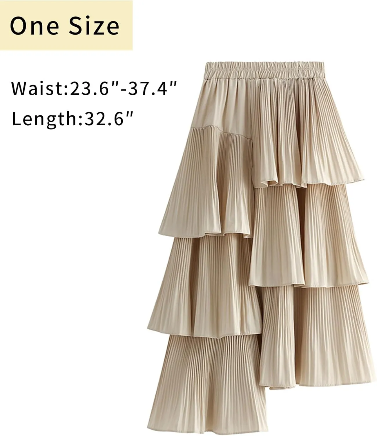 Womens High Waisted A Line Skirt Casual Ruffle Asymmetrical Hem Pleated Layered Skirts