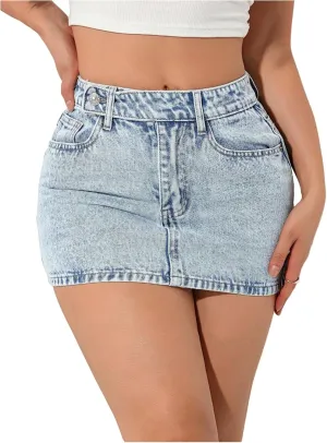 Women's High Waisted Bodycon Mini Jean Skirt Y2K Casual Pencil Denim Skirts