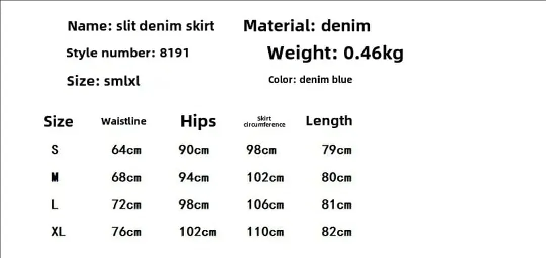 Women's High Waisted Denim Elegant Design Side Slit Style Skirt