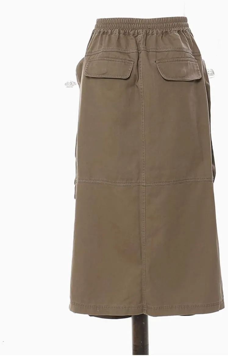 Women's High Waisted Y2K Cargo Skirt Trendy High Split Camouflage Casual Maxi Long Skirts with Pockets