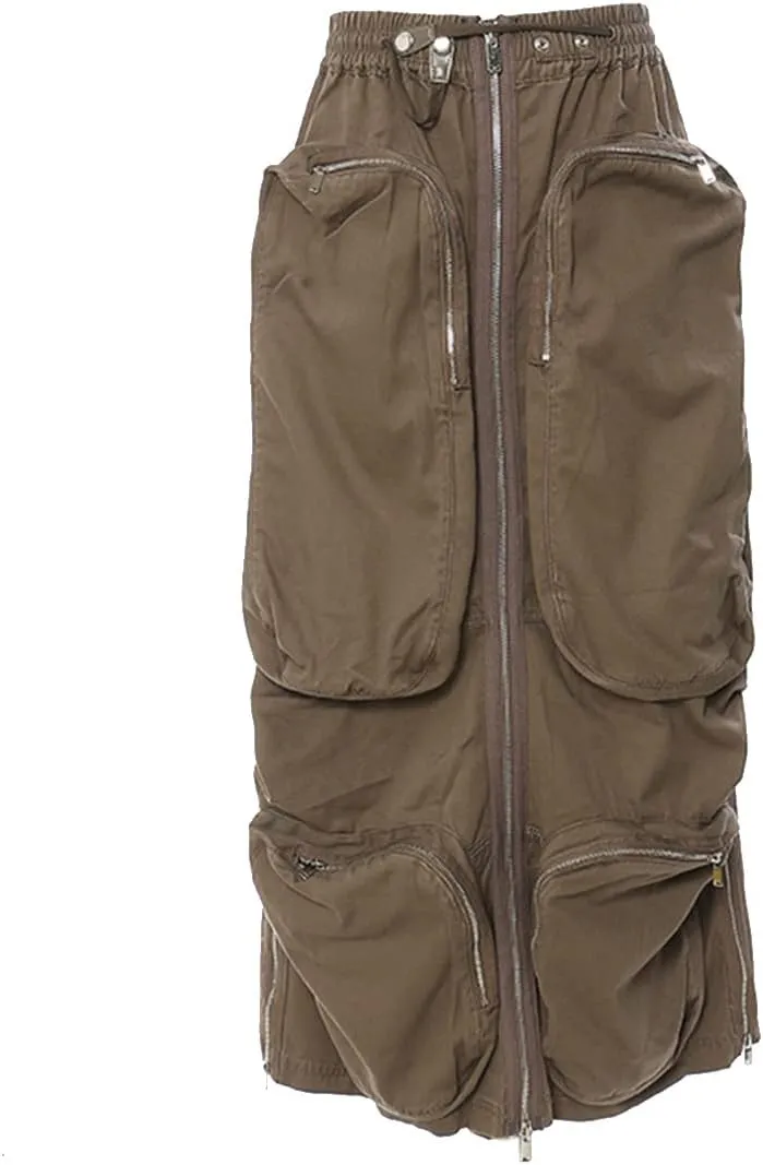 Women's High Waisted Y2K Cargo Skirt Trendy High Split Camouflage Casual Maxi Long Skirts with Pockets