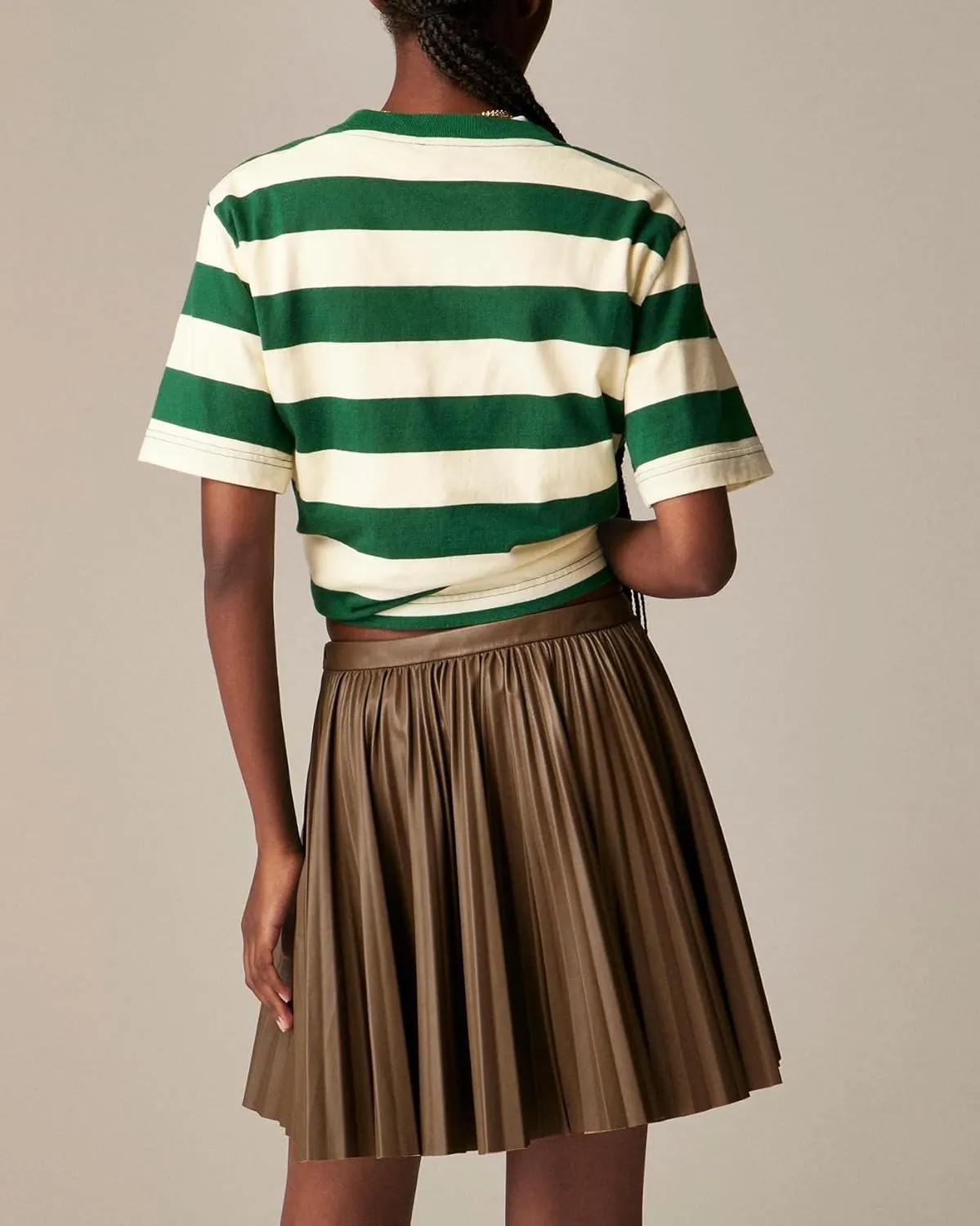 Women's Leather Pleated Skirt Flared High Waist Mini Skater Skirts Y2K Party Club Skirt