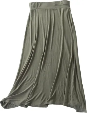 Womens Long Maxi Skirt Modal Cotton Solid Lightweight Flowy Elastic Waist A-Line Skirt Casual Summer Lounge Long Skirt